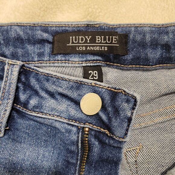 Judy Blue High Rise Rainbow Embroidery Cropped Straight Leg Jeans, sz 29 - Picture 6 of 11
